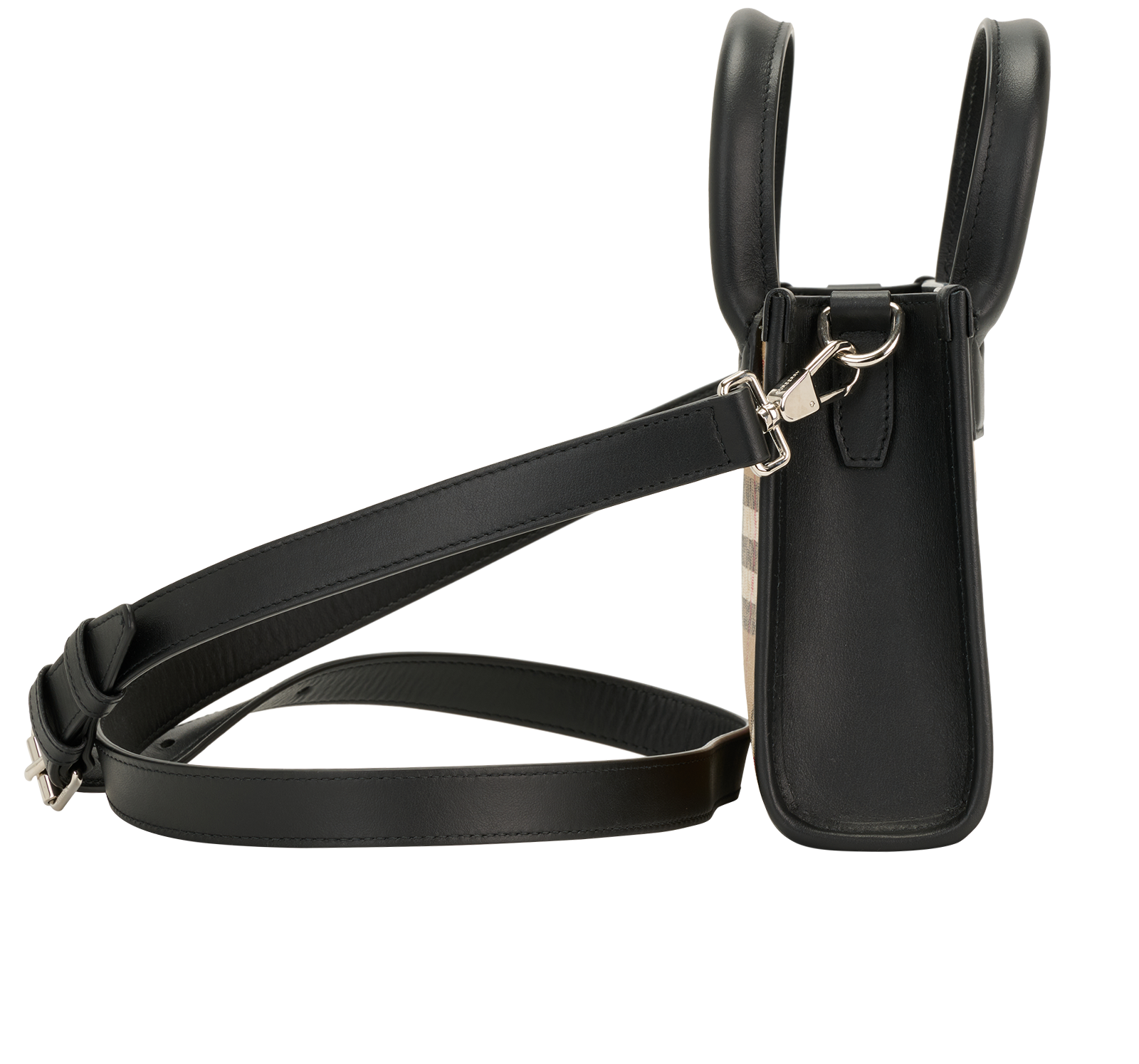 Mini Check Tote, &pound;550, Handbags, Beige, Canvas, Side view